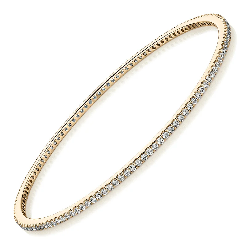 Stackable Gold Bangles-Premium Lab-Grown Diamond, 2 carat TW round brilliant bangle in 18 carat yellow gold