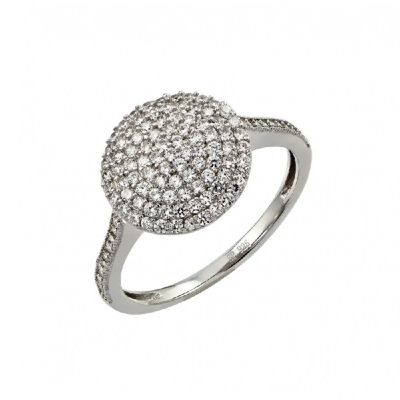 Luxury Gold Rings-Silver 925 Rhodium Plated Pave Set Clear CZ Circle Ring - STR00954