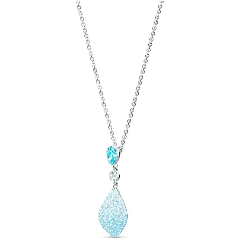 Swarovski Women's Necklace - Fun Aqua Crystal Rhodium Plated | 5516584