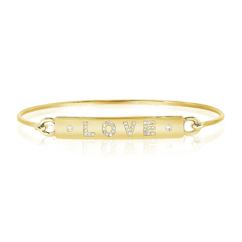 Statement Cuff Bracelets-14K Gold Diamond Love Bangle