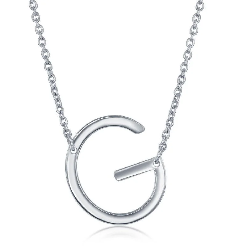 Sterling Silver Sideways G Initial Necklace