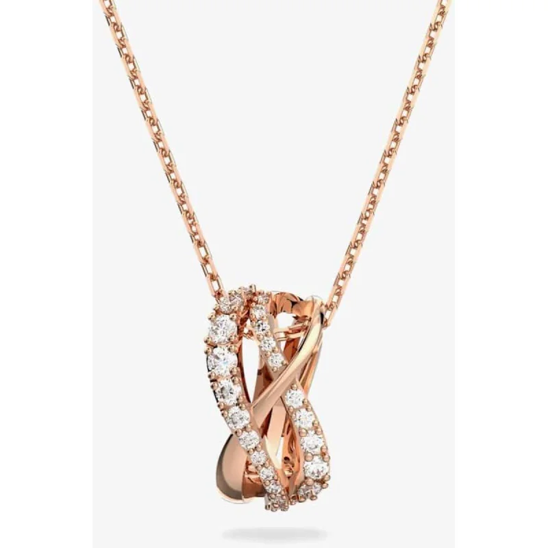 Swarovski Women's Pendant Necklace - Twist Rose Gold Tone Plated Crystal | 5620549