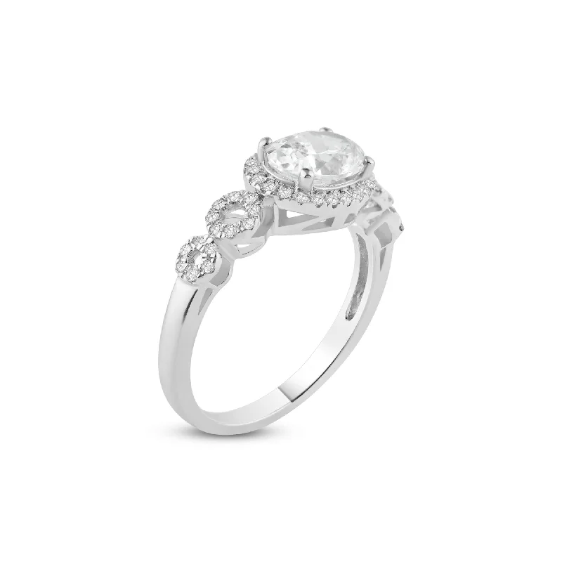 Adjustable Wedding Bands-Silver 925 Rhodium Plated Micro Pave Clear Cluster CZ Ring - ACR00033