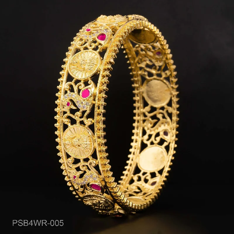 Traditional Indian Bangles-24ct Heavy Gold Layered Stone Bangle PSB4WR-005