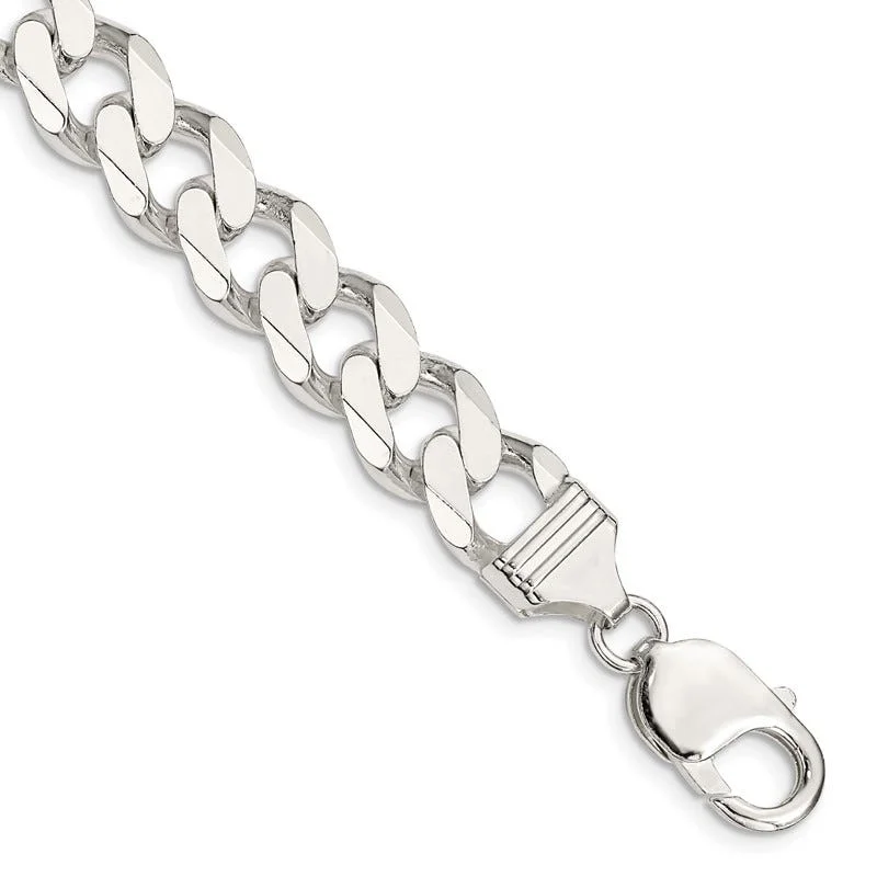 Custom Bead Bracelets-Sterling Silver 11mm Curb Chain Bracelet