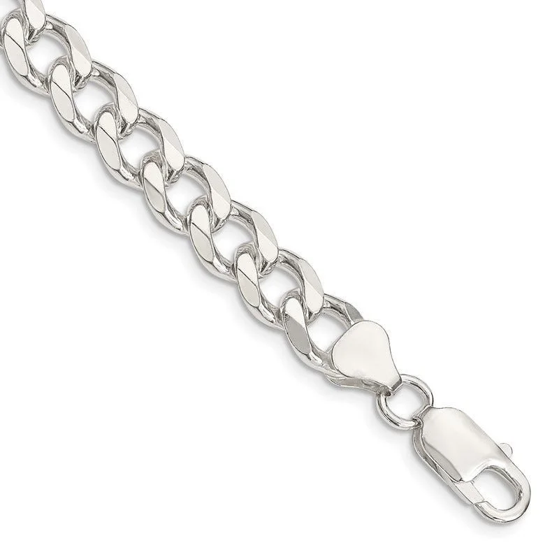 Classic Bracelet Designs-Sterling Silver 8mm Curb Chain Bracelet