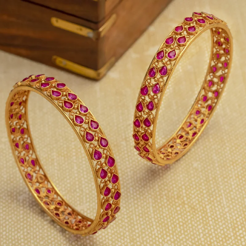 Designer Wedding Bangle Sets-Stone Gheru Bangle PSGRBSR1R-26-055