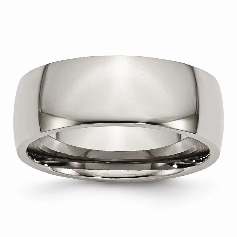 Unique Gold Rings-Titanium 8mm Polished Domed Comfort Fit Band