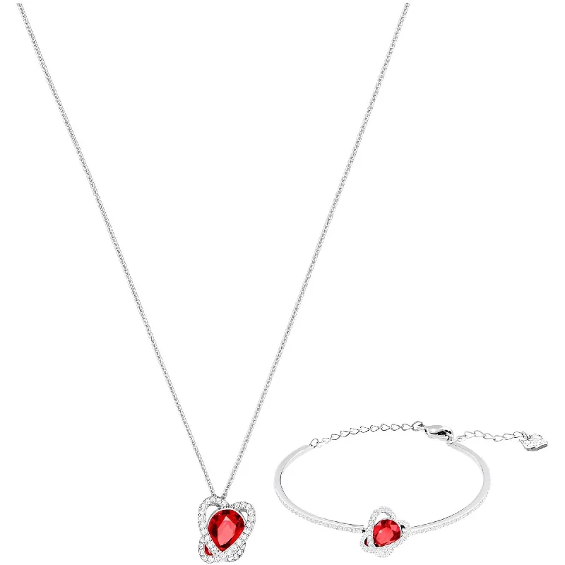 Swarovski Women's Necklace and Bracelet Set - Outstanding Red and White | 5463761