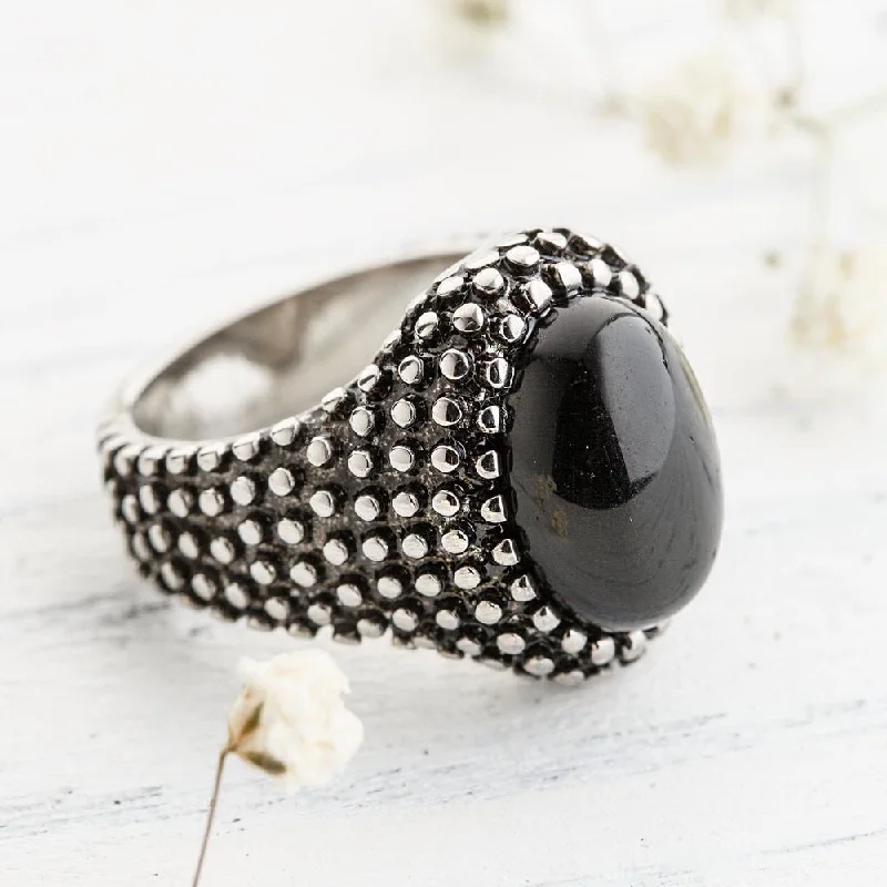 Personalized Name Rings-Protection Obsidian Gemstone Ring