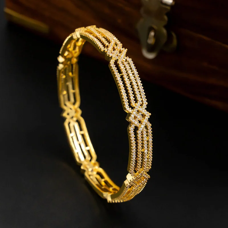 Luxury Gold Bangles-Premium Stone Bangle PMSB25W-24-006