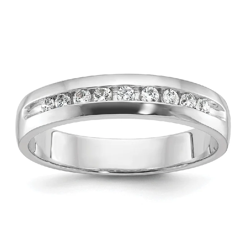 Modern Gold Wedding Bands-4.5mm 14K White Gold 9-Stone 1/4 Ctw Diamond Standard Fit Band