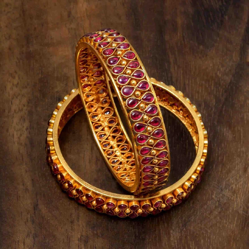 Elegant Wedding Bangle Bracelets-Stone Gheru Bangle PSGRBSR15R-23-006