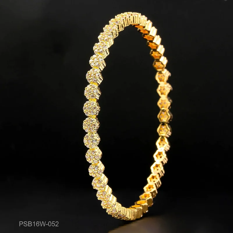 Indian Style Bangles-24ct Heavy Gold Layered Stone Bangle PSB16W-052