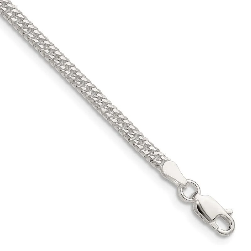 Men's Leather Bracelets-Sterling Silver Polished 3.0mm Double Diamond-cut Curb Chain Bracelet