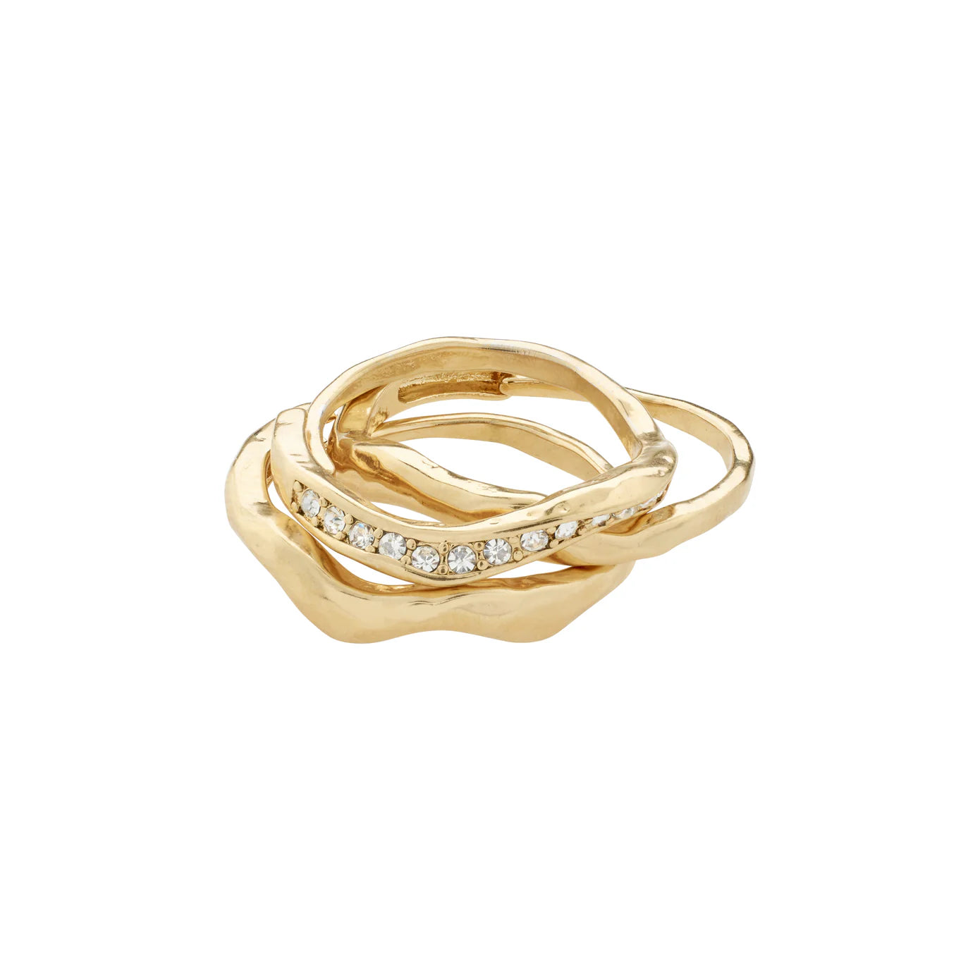 Simple Engagement Rings-True Gold Plated Crystal Ring Set