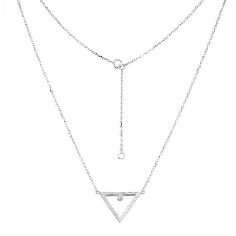 Sterling Silver Open Triangle with CZ Necklace