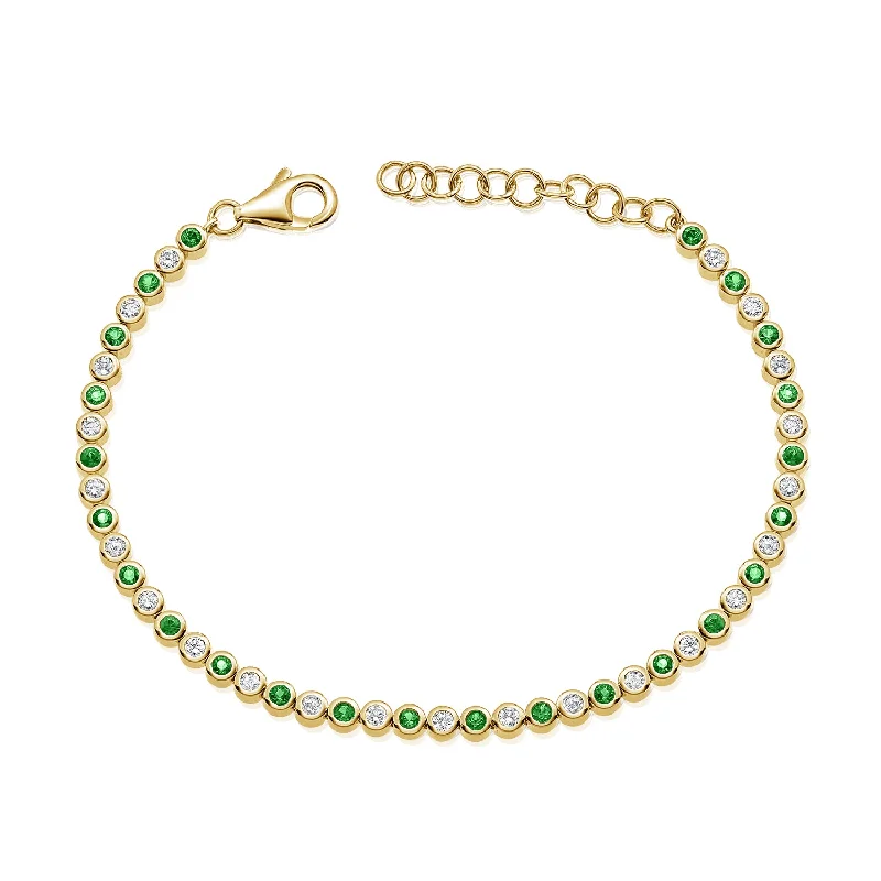 Luxury Wedding Bracelet Sets-Elegant 1.45 Carat Emerald and Diamond Tennis Bracelet