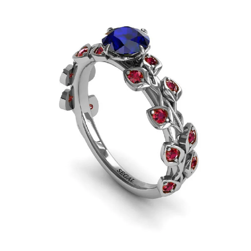 Classic Engagement Ring Bands-Leaves All Around Sapphire Ring- Sydney no. 72