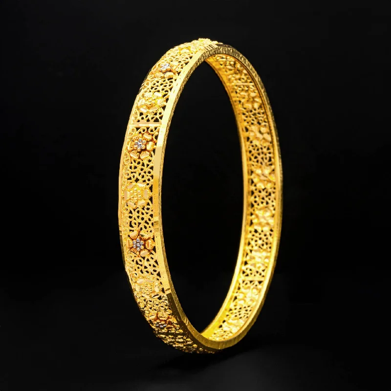 Custom Silver Bangles-24ct Heavy Gold Layered Enamel Bangle PEB1-032