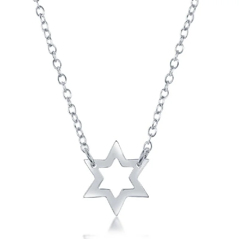 Sterling Silver Open Star Design Necklace