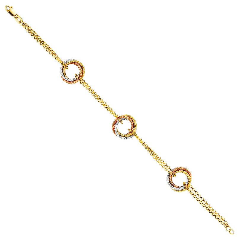 Sparkling Tennis Bracelets-14K 3C Fancy Hollow Bracelet - 7.5"