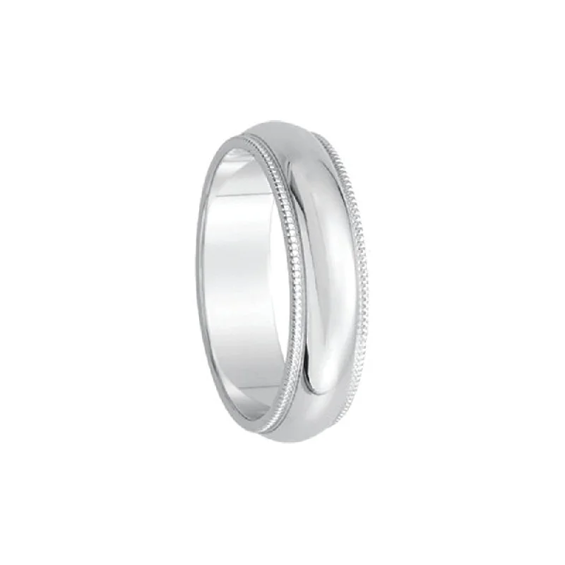 Custom Wedding Rings-5mm Milgrain Edge Domed Band in Platinum