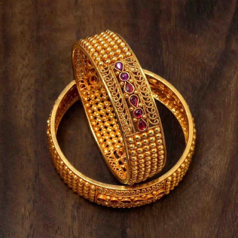 Stunning Wedding Bangle Bracelets Sets-Gold Bangle PSGRBSR9R-25-006