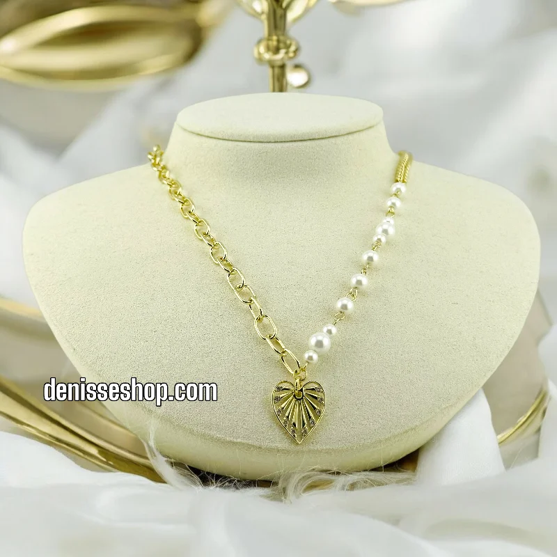 14K PEARL HEART NECKLACE N24