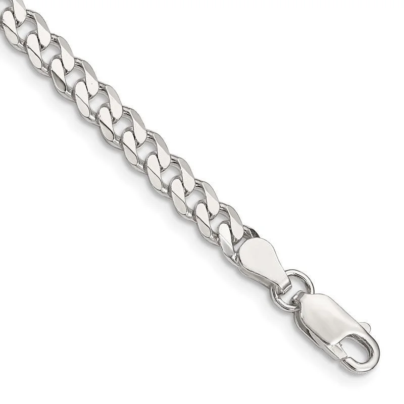 Trendy Gold Bracelets-Sterling Silver 4.5mm Curb Chain Bracelet