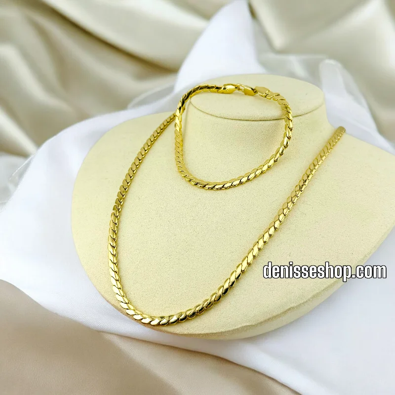 14K GOLD  NECKLACE AND BRACELET SET N35