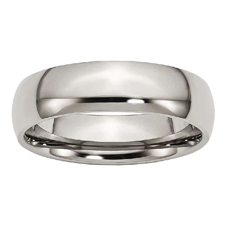 Elegant Wedding Bands-Titanium 6mm Polished Domed Comfort Fit Band