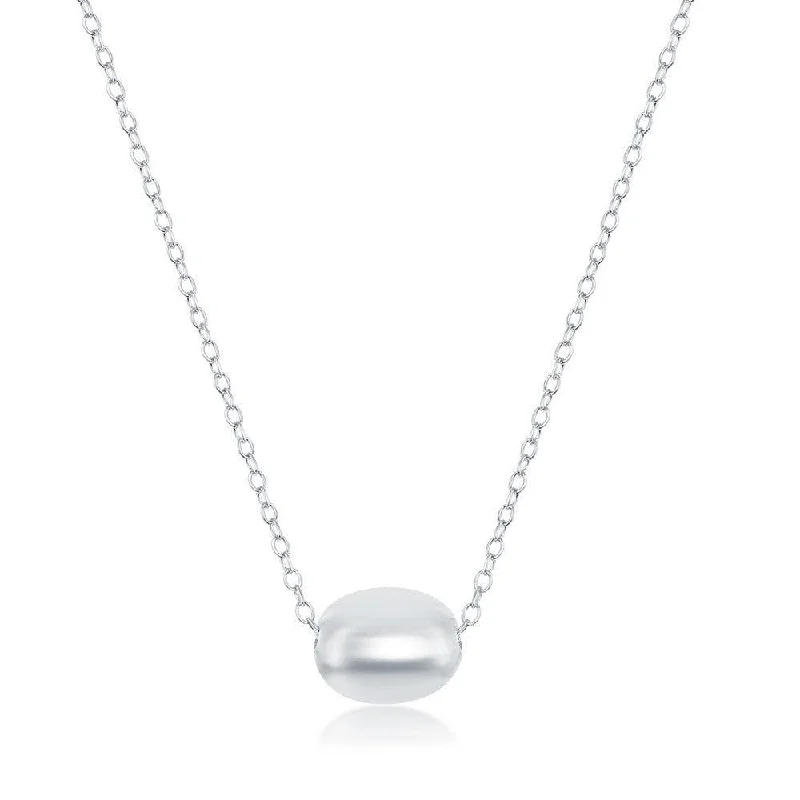 Sterling Silver Oval Bead Necklace