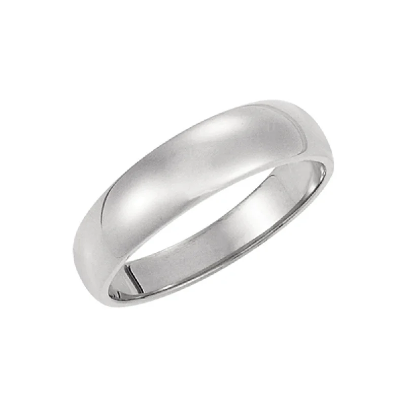 Beautiful Solitaire Rings-5mm Half Round Tapered Wedding Band in 14k White Gold