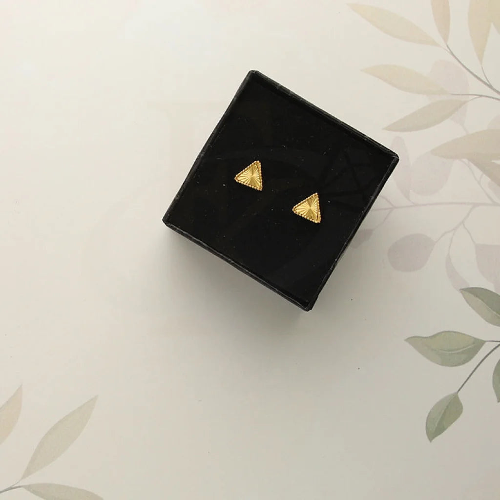 Big Statement Earrings-Gold Triangle Shaped Stud Earrings 21KT - FKJERN21KM5006