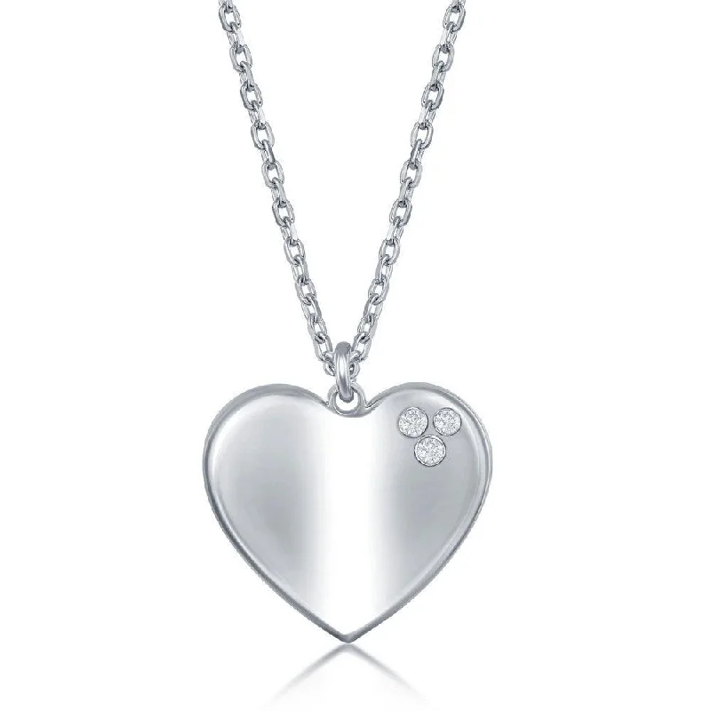 Sterling Silver 0.024cttw Diamond Heart Necklace