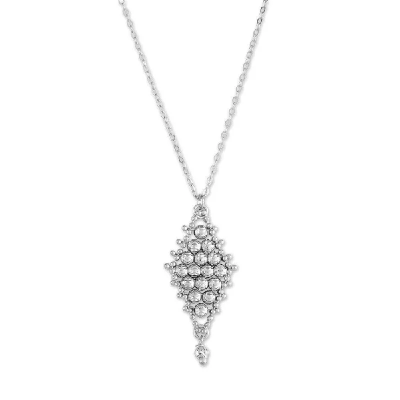 Sterling Silver Diamond Shaped Pendant Necklace