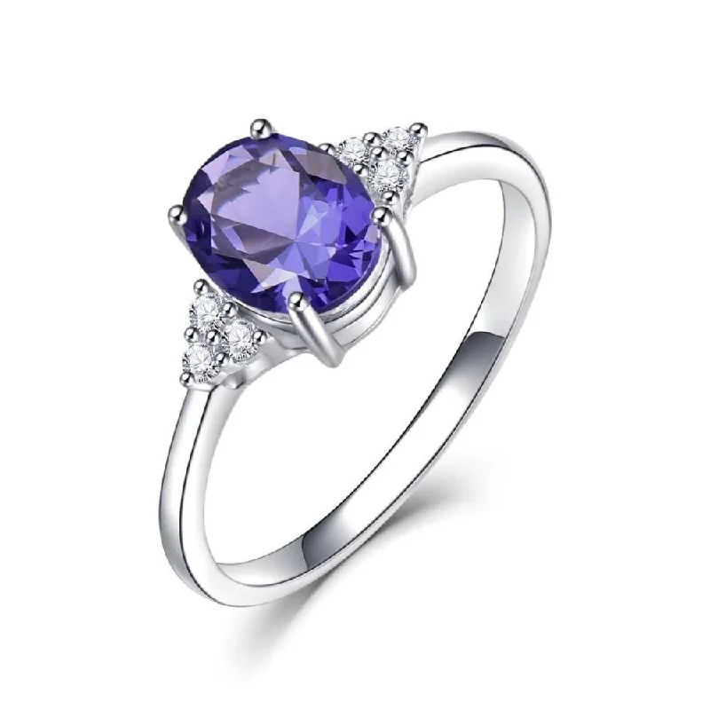 Solitaire Diamond Rings-Elegant Tanzanite December Birthstone Ring