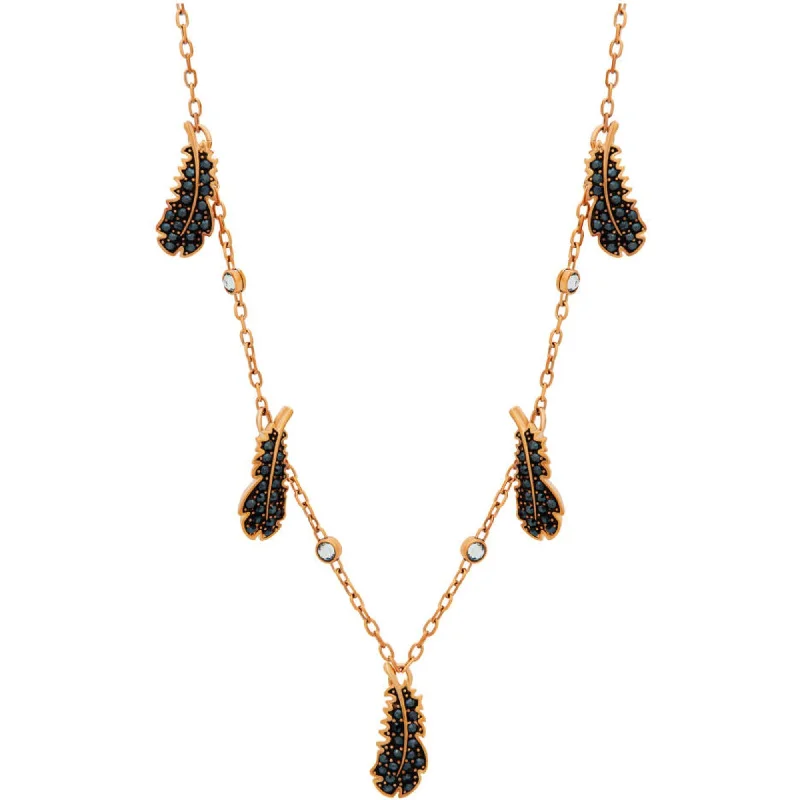 Swarovski Women's Necklace - Naughty Rose Gold Plated and Black Crystal | 5497874