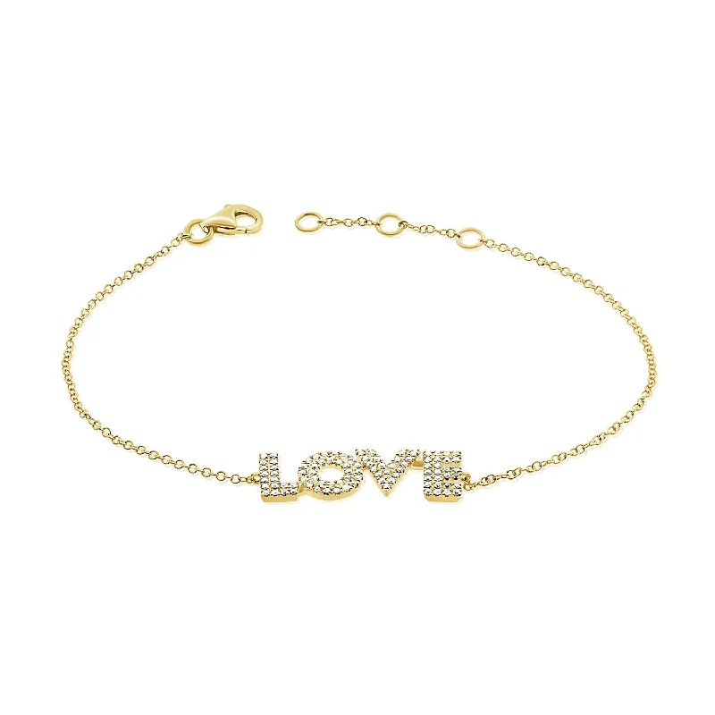 Modern Diamond Bracelets-14K Gold Diamond "LOVE" Bracelet