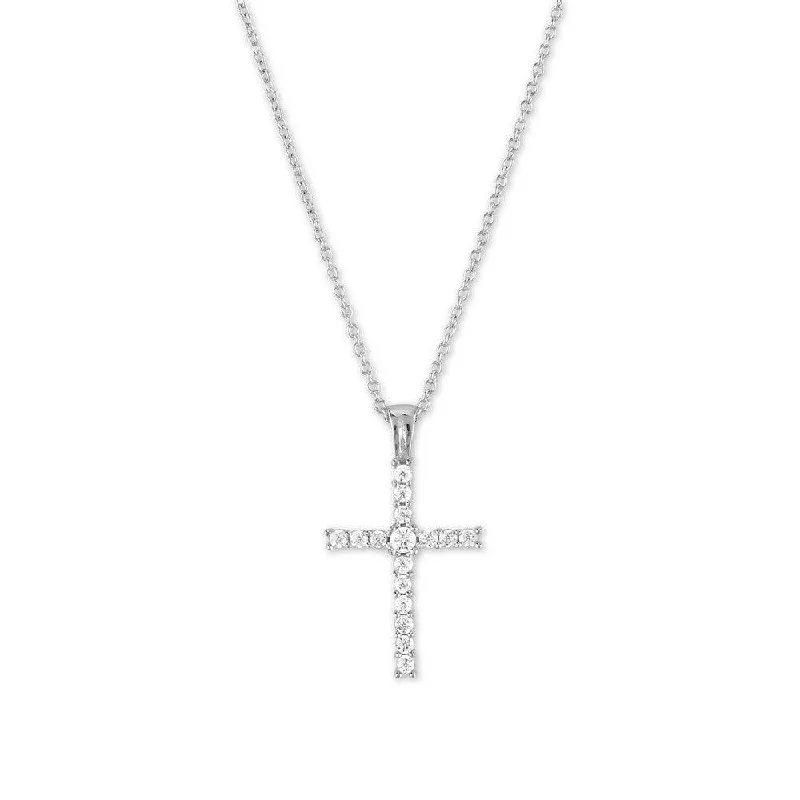 Sterling Silver Micro Pave Cross Pendant Necklace