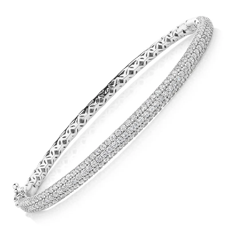 Bridal Bangle Sets-Round Brilliant bangle with 2.63 carats* of diamond simulants in sterling silver