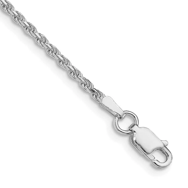 Beautiful Adjustable Bracelets-Sterling Silver Rhodium-plated 1.85mm Diamond-cut Rope Chain Bracelet