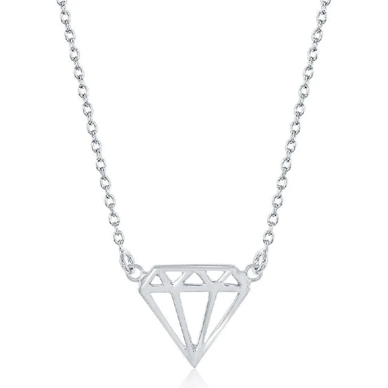 Sterling Silver Diamond Shaped Necklace