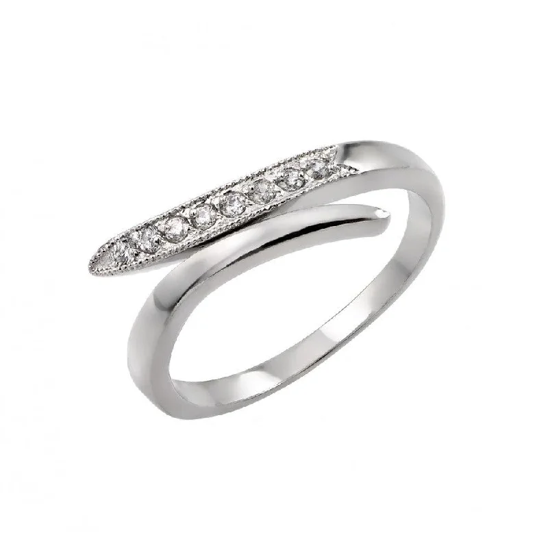 Trendy Engagement Ring Sets-Silver 925 Rhodium Plated CZ Split Ring - BGR00905