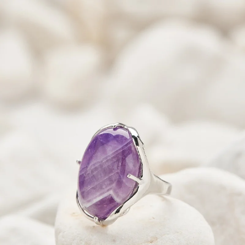 Colorful Engagement Rings-Natural Amethyst Gemstone Ring