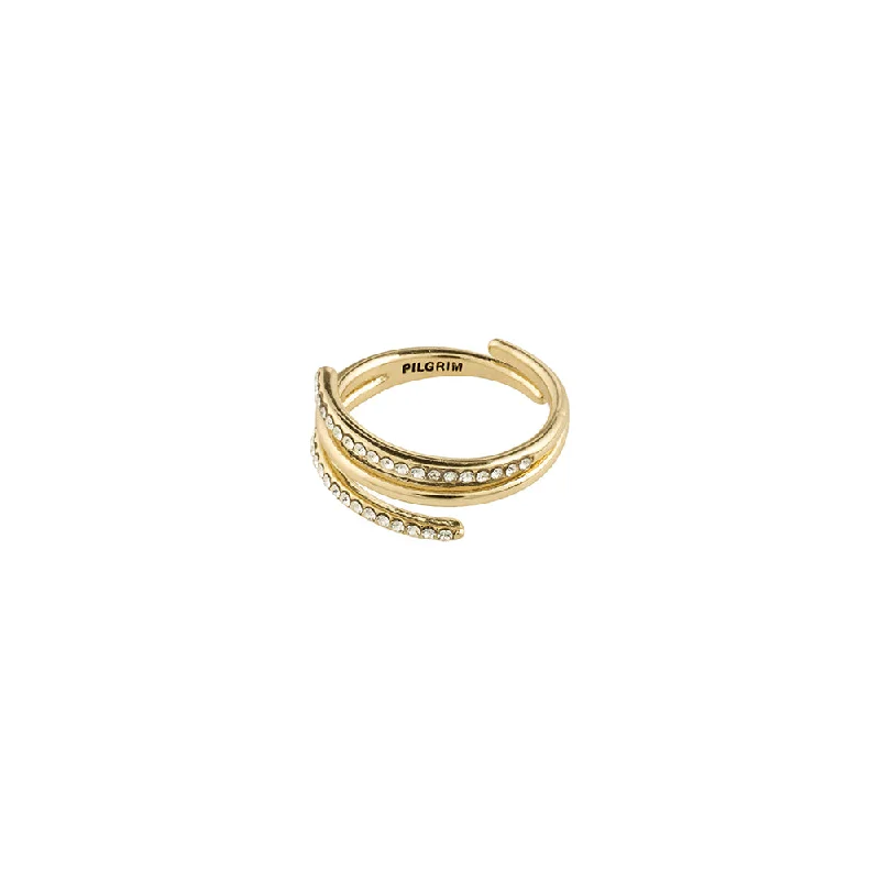 Customizable Wedding Rings-Serenity Gold Plated Crystal Ring