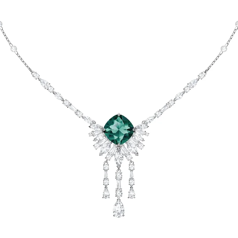 Swarovski Women's Necklace - Palace Rhodium Plated Green and Clear Crystal | 5498815