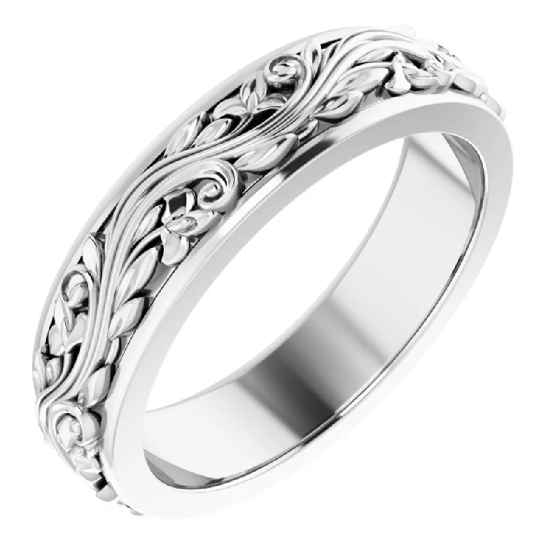 Custom Wedding Ring Sets-5mm Platinum Sculptural Standard Fit Band