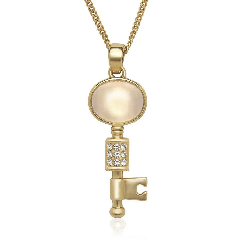 Sterling Silver Gold Plated Crystals Key Necklace